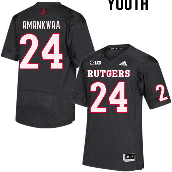 Youth #24 Thomas Amankwaa Rutgers Scarlet Knights College Football Jerseys Stitched Sale-Black